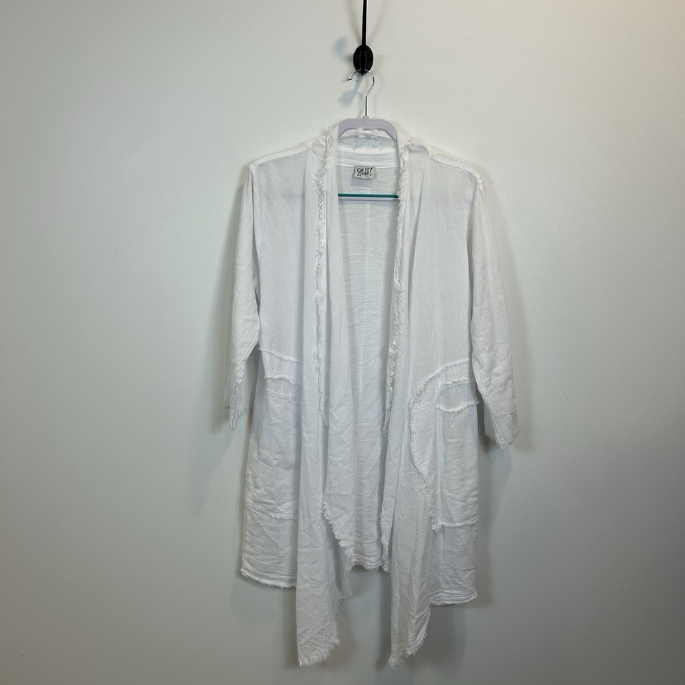 Oh My Gauze Womens Waterfall Tahoe Jacket Size 1, S/M  Lagenlook White Festival